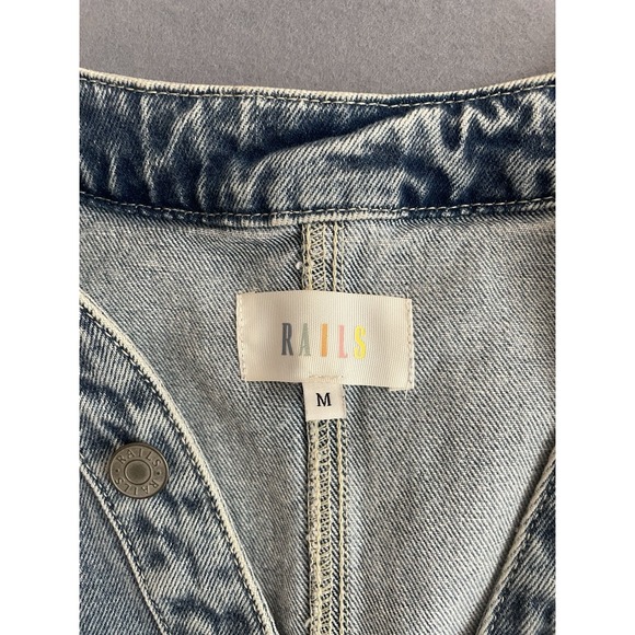 RAILS Women M Cascade Dress Strand Denim Frayed Hem Stretch Asymmetric‎ Button - Picture 5 of 13